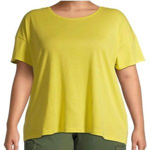 Terra & Sky Womens Neon Citrus Yellow Plus Size Crewneck Tee 3X 24W-26W
